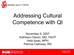 1 Addressing Cultural Competence with QI 11-09-2007