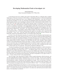 Developing Mathematical Tools to Investigate Art