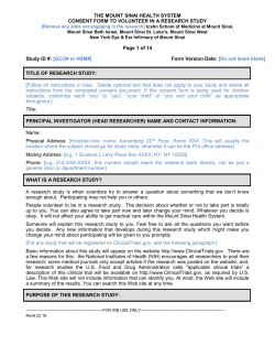 title of research study - Icahn School of Medicine
