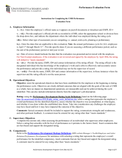 Instructions for Completing the UMB Performance