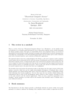 Theoretical Computer Science&rdquo; by Juraj Hromkovic Springer, 2010 1