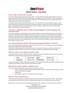 SWITCH HOLDS &ndash; FAQ Sheet