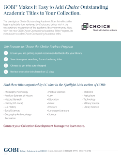 GOBI&reg; Makes it Easy to Add Choice Outstanding Academic