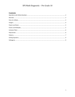 SPS Math Diagnostic * Pre Grade 10