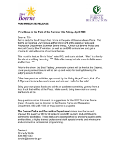 FOR IMMEDIATE RELEASE First Move in the Park of the Summer