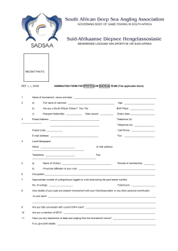 NOMINATION FORM FOR PROTEA OR SADSAA TEAM