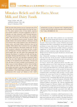 Mistaken Beliefs and the Facts About Milk and Dairy Foods