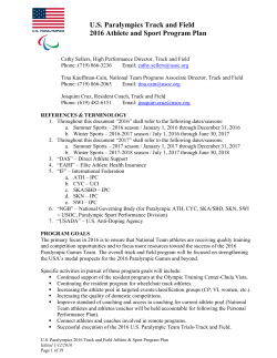 US Paralympics Track and Field 2016 Athlete and Sport