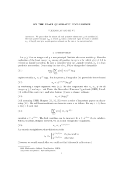 ON THE LEAST QUADRATIC NON-RESIDUE 1. Introduction Let q