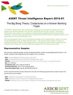 ASERT Threat Intelligence Report 2016-01 The