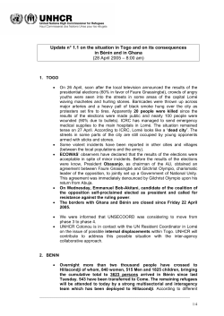 Update on the situation in Togo and on its consequences