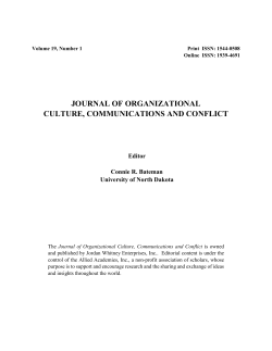 journal of organizational culture, communications and conflict