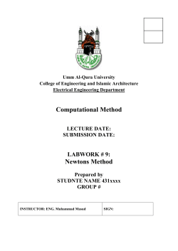 SUBMISSION DATE: LABWORK # 9: Newtons Method Prepared by