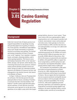 3.01 Casino Gaming Regulation - Office of the Auditor General of