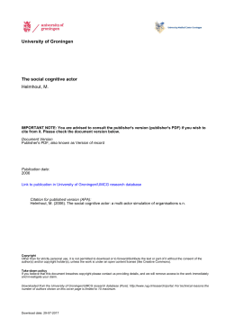 University of Groningen The social cognitive actor Helmhout, M.