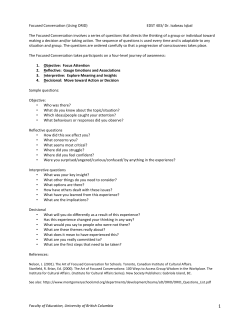 Focused Conversation (Using ORID) EDST 403/ Dr. Isabeau Iqbal