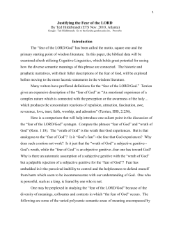 Fear of the LORD/God Bibliography