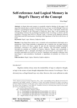 Self-reference And Logical Memory in Hegel`s Theory of the Concept
