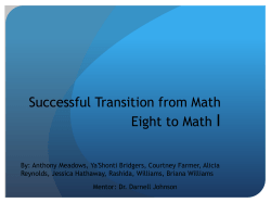 Successful Transition from Math Eight to Math I - NIA