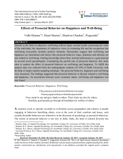 Effects of Prosocial Behavior on Happiness and Well-Being