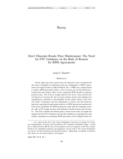 Don`t Discount Resale Price Maintenance: The Need for FTC