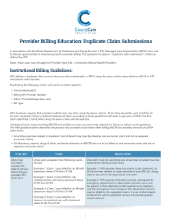 Provider Billing Education: Duplicate Claim Submissions