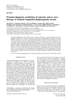 Prenatal diagnosis, prediction of outcome and in utero therapy of