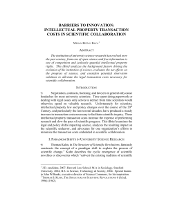 Barriers to Innovation: Intellectual Property Transaction Costs in