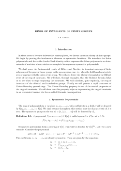 RINGS OF INVARIANTS OF FINITE GROUPS 1