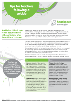 Tips for teachers following a suicide