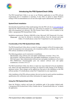 PSS SystemCheck Utility Introduction