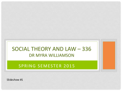 Social Theory of Law - Dr. Myra Williamson