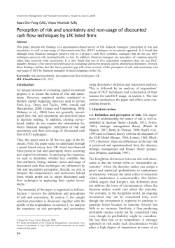 Perception of risk and uncertainty and non