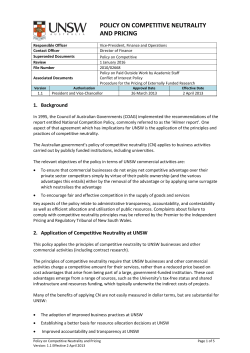 Policy on Competitive Neutrality and Pricing