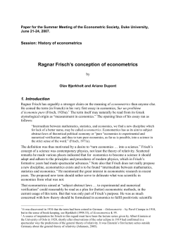 Paper proposed for the Summer Meeting of the Econometric Society
