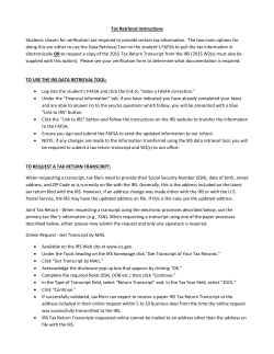 Tax Retrieval Instructions Students chosen for verification are