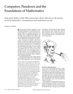 Computers, Paradoxes and the Foundations of Mathematics