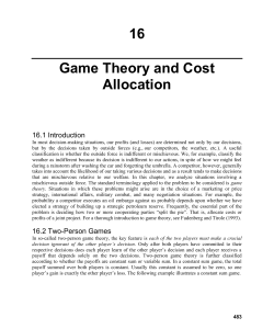Chapter 16 - Game Theory and Cost Allocation