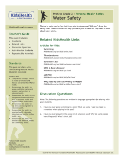 Teacher`s Guide: Water Safety (PreK to Grade 2)