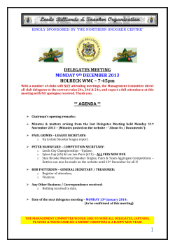 DELEGATES MEETING MONDAY 9 th DECEMBER 2013