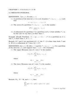 CHAPTER 5 INTEGRABLITY ON R 5.1 RIEMANN INTEGRAL