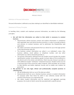 PRIVACY POLICY Definition of Personal Information