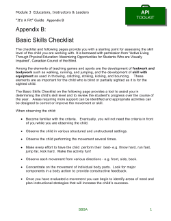 Basic Skills Checklist
