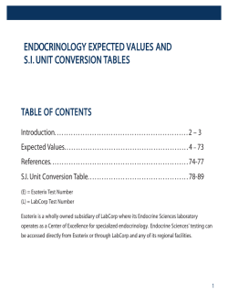 endocrinology expected values and si unit conversion tables