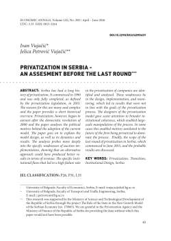 PRIVATIZATION IN SERBIA - AN ASSESMENT BEFORE THE LAST