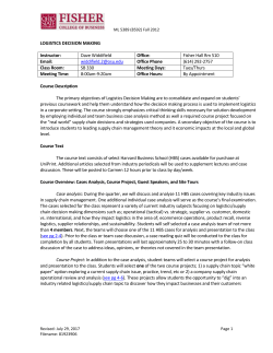course syllabus - Fisher College of Business