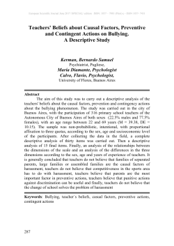 Teachers` Beliefs about Causal Factors, Preventive and Contingent