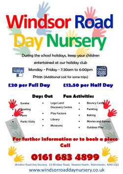 20 per Full Day &pound;12.50 per Half Day Days Out