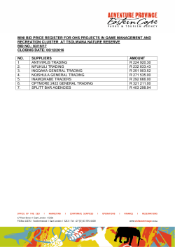 Bids Recieved 83 16 17 &ndash; OHS projects in game management and