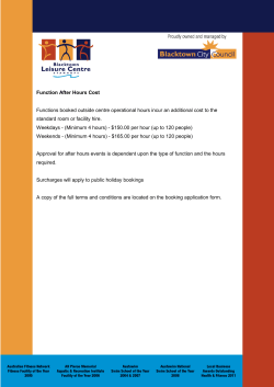 Function After Hours Cost Functions booked outside centre